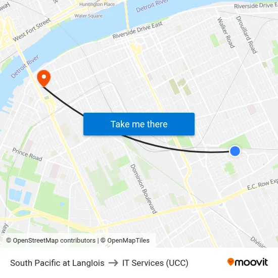 South Pacific at Langlois to IT Services (UCC) map