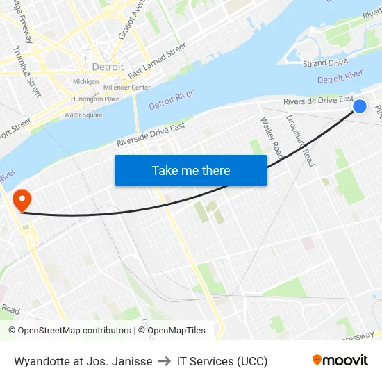 Wyandotte at Jos. Janisse to IT Services (UCC) map