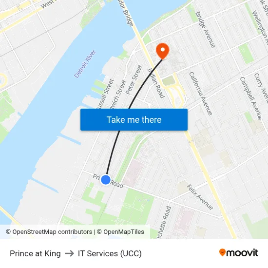 Prince at King to IT Services (UCC) map