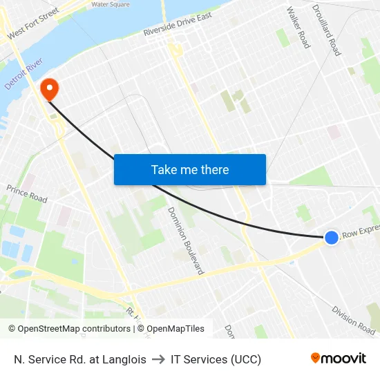 N. Service Rd. at Langlois to IT Services (UCC) map