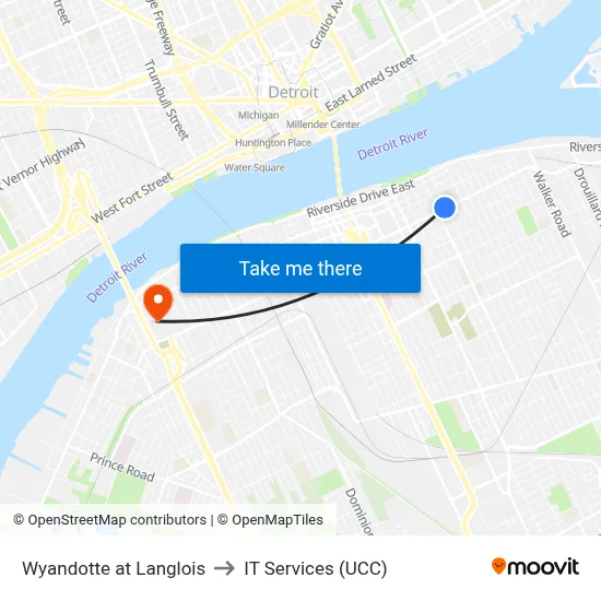 Wyandotte at Langlois to IT Services (UCC) map