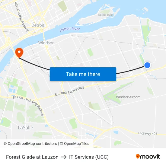 Forest Glade at Lauzon to IT Services (UCC) map