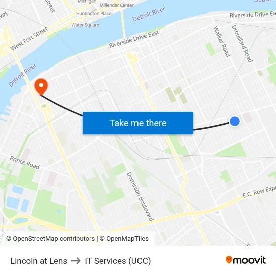 Lincoln at Lens to IT Services (UCC) map
