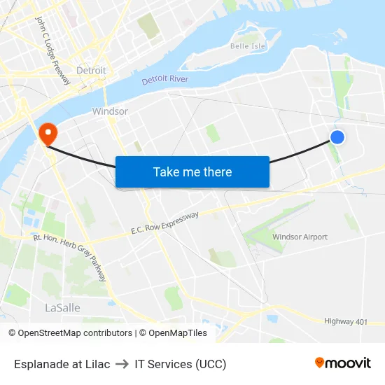 Esplanade at Lilac to IT Services (UCC) map