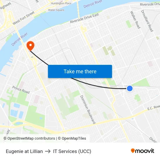 Eugenie at Lillian to IT Services (UCC) map