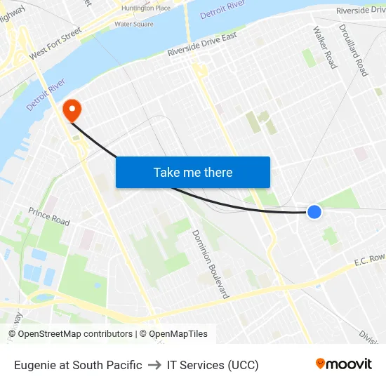 Eugenie at South Pacific to IT Services (UCC) map