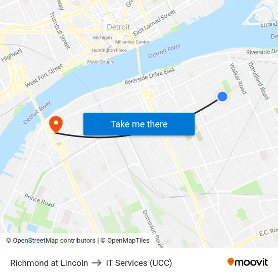 Richmond at Lincoln to IT Services (UCC) map
