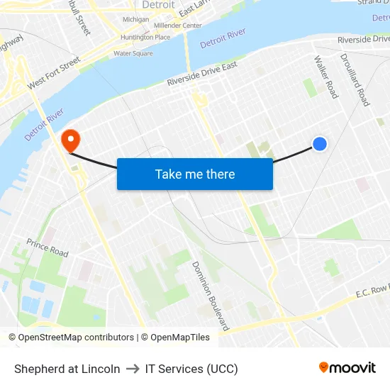 Shepherd at Lincoln to IT Services (UCC) map