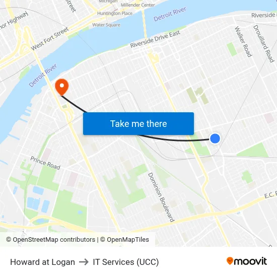 Howard at Logan to IT Services (UCC) map