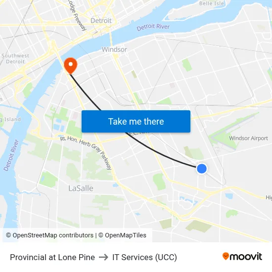 Provincial at Lone Pine to IT Services (UCC) map