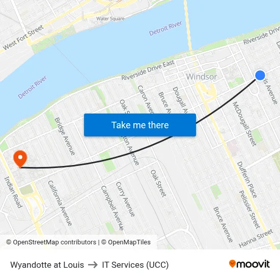 Wyandotte at Louis to IT Services (UCC) map