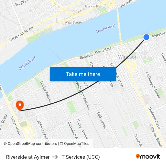Riverside at Aylmer to IT Services (UCC) map