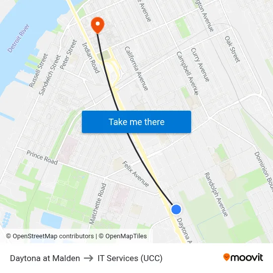 Daytona at Malden to IT Services (UCC) map