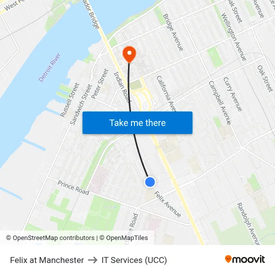 Felix at Manchester to IT Services (UCC) map