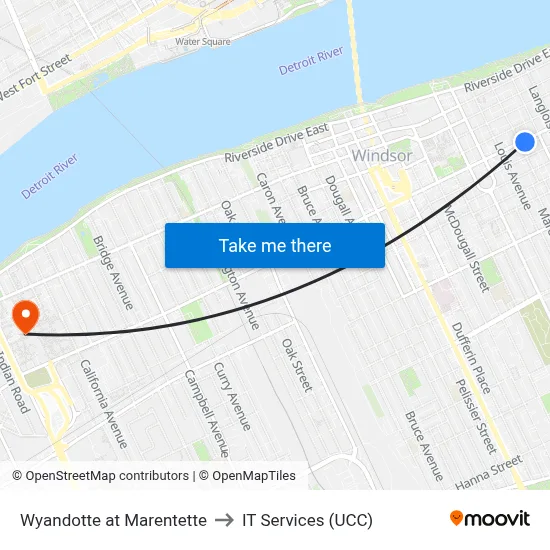 Wyandotte at Marentette to IT Services (UCC) map