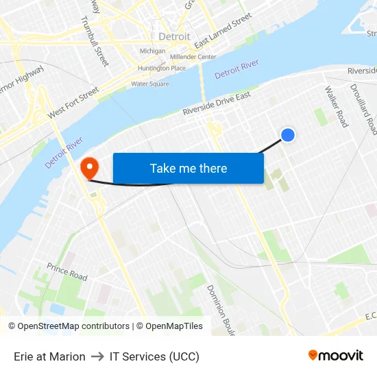 Erie at Marion to IT Services (UCC) map