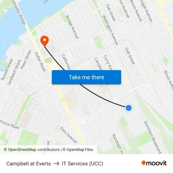 Campbell at Everts to IT Services (UCC) map