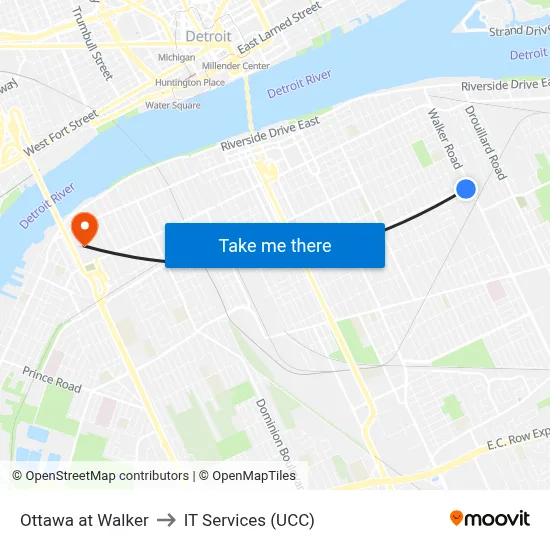 Ottawa at Walker to IT Services (UCC) map