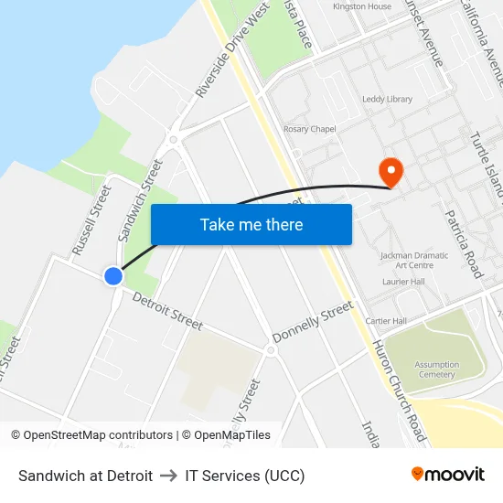 Sandwich at Detroit to IT Services (UCC) map