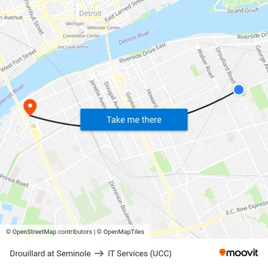 Drouillard at Seminole to IT Services (UCC) map
