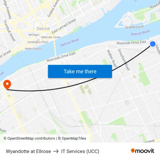 Wyandotte at Ellrose to IT Services (UCC) map