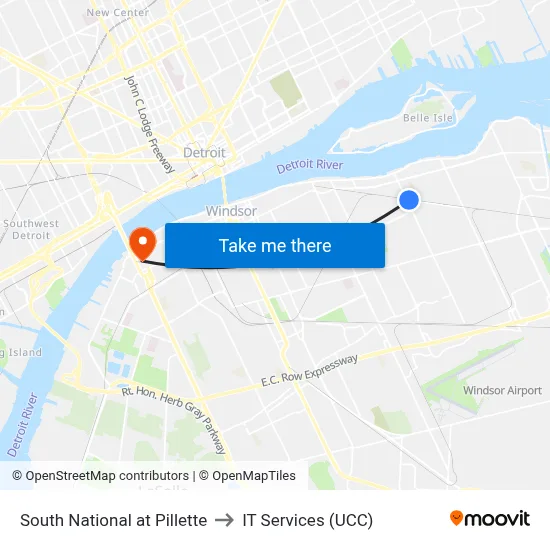 South National at Pillette to IT Services (UCC) map