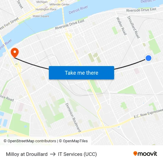 Milloy at Drouillard to IT Services (UCC) map