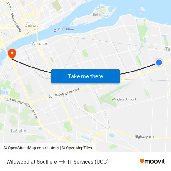 Wildwood at Soulliere to IT Services (UCC) map