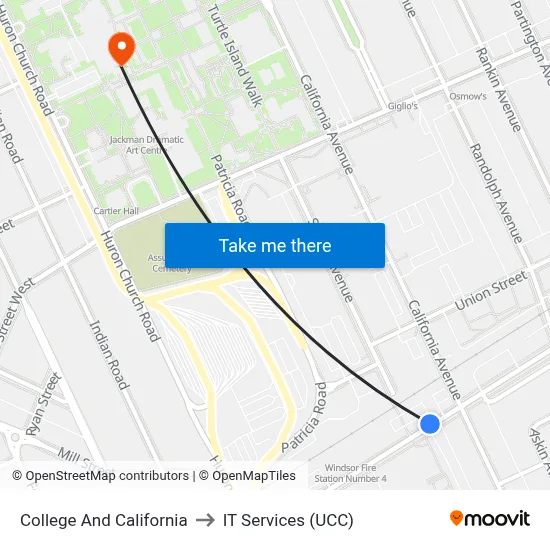 College And California to IT Services (UCC) map
