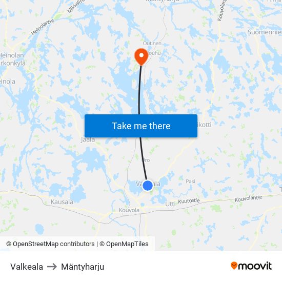 Valkeala to Mäntyharju map