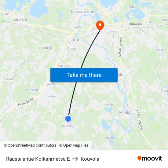 Raussilantie Kolkanmetsä E to Kouvola map