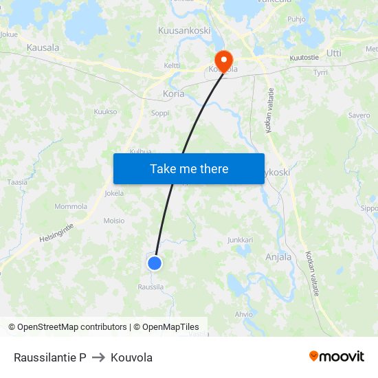 Raussilantie P to Kouvola map