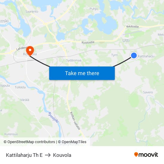 Kattilaharju Th E to Kouvola map