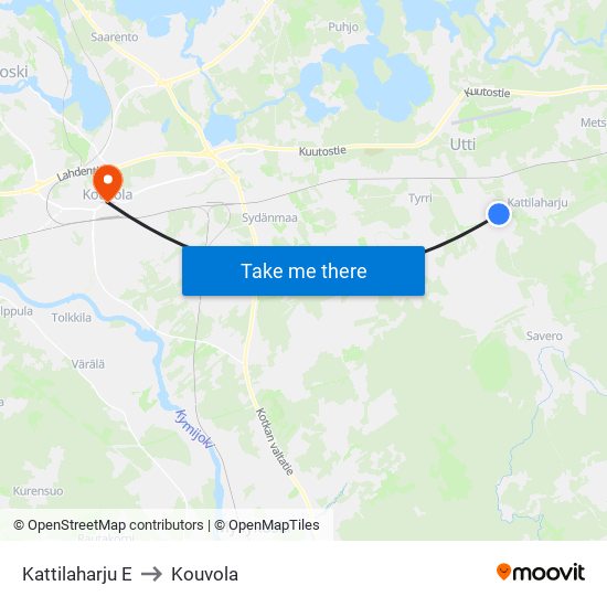 Kattilaharju E to Kouvola map