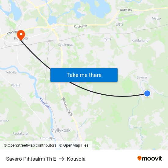 Savero Pihtsalmi Th E to Kouvola map