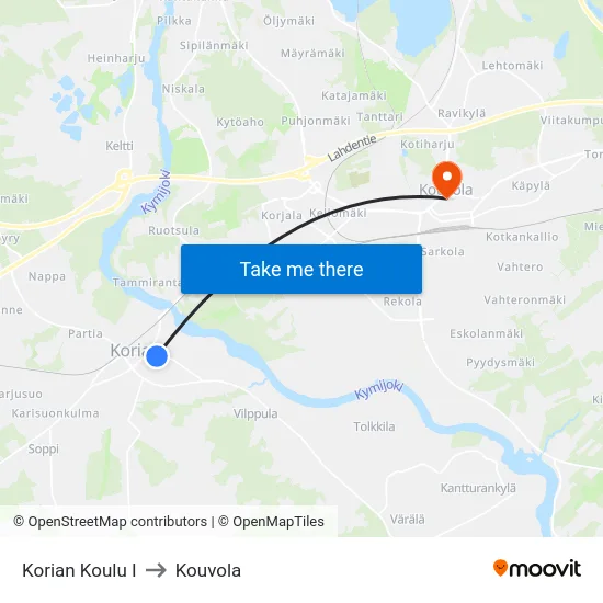 Korian Koulu I to Kouvola map