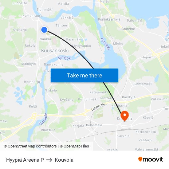 Hyypiä Areena P to Kouvola map