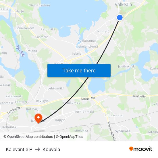 Kalevantie P to Kouvola map