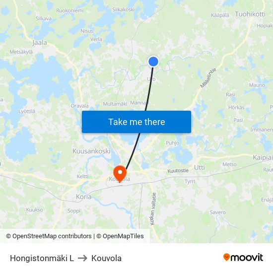 Hongistonmäki L to Kouvola map