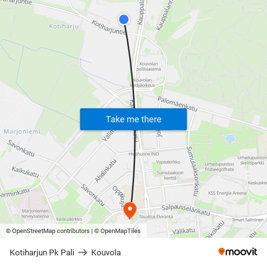 Kotiharjun Pk Pali to Kouvola map