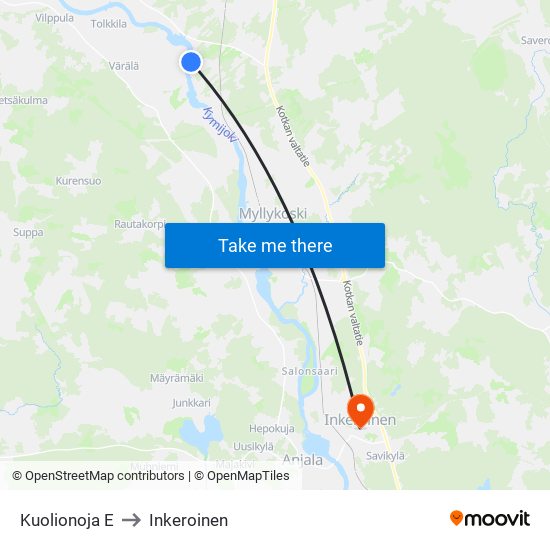 Kuolionoja E to Inkeroinen map