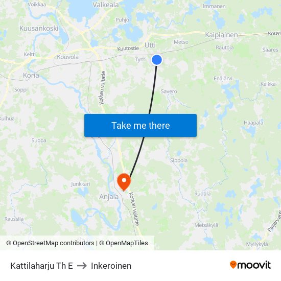 Kattilaharju Th E to Inkeroinen map