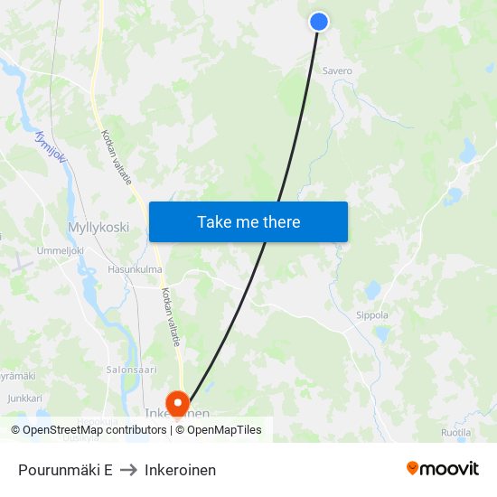 Pourunmäki E to Inkeroinen map