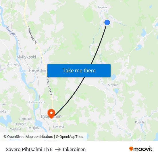 Savero Pihtsalmi Th E to Inkeroinen map