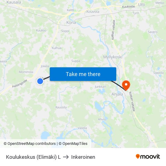 Koulukeskus (Elimäki) L to Inkeroinen map