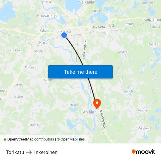 Torikatu to Inkeroinen map