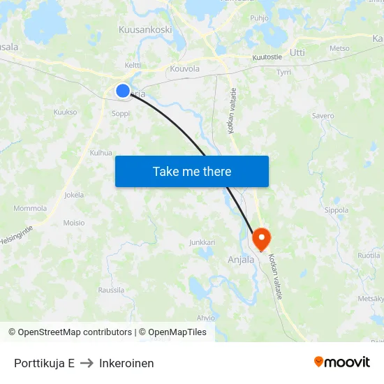 Porttikuja E to Inkeroinen map