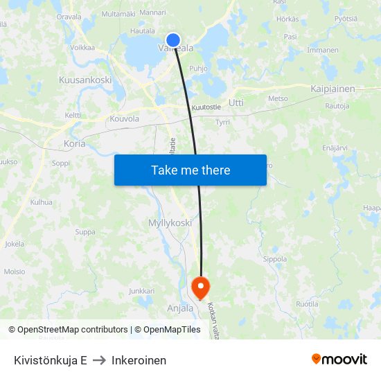 Kivistönkuja E to Inkeroinen map