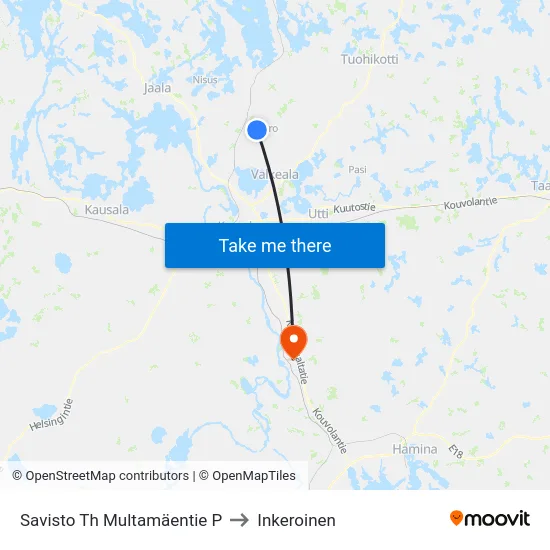 Savisto Th Multamäentie P to Inkeroinen map