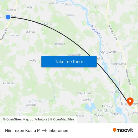 Niinimäen Koulu P to Inkeroinen map